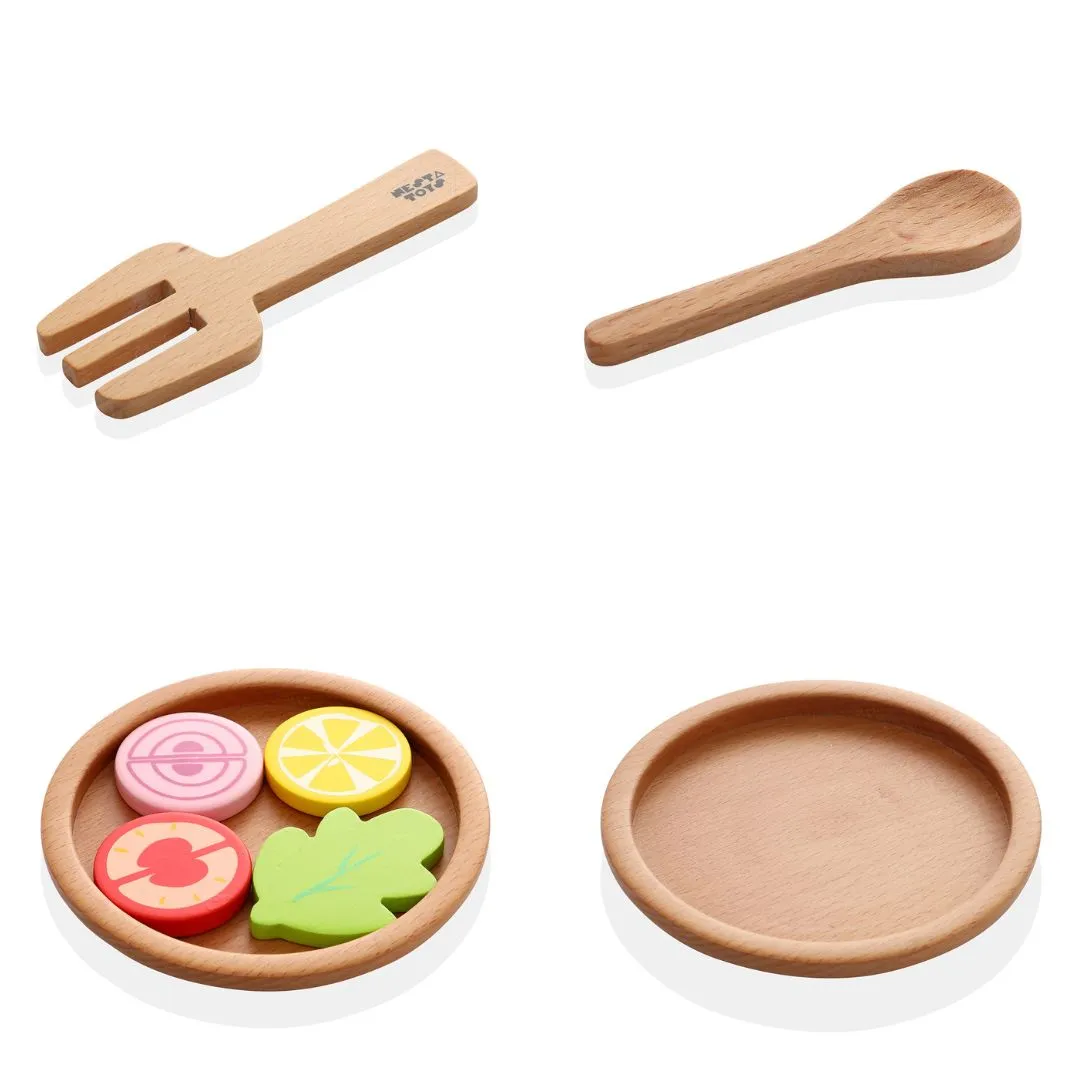 Nesta Toys - Kitchen Play Set | Beech Wood Cooking Set (9 Pcs)