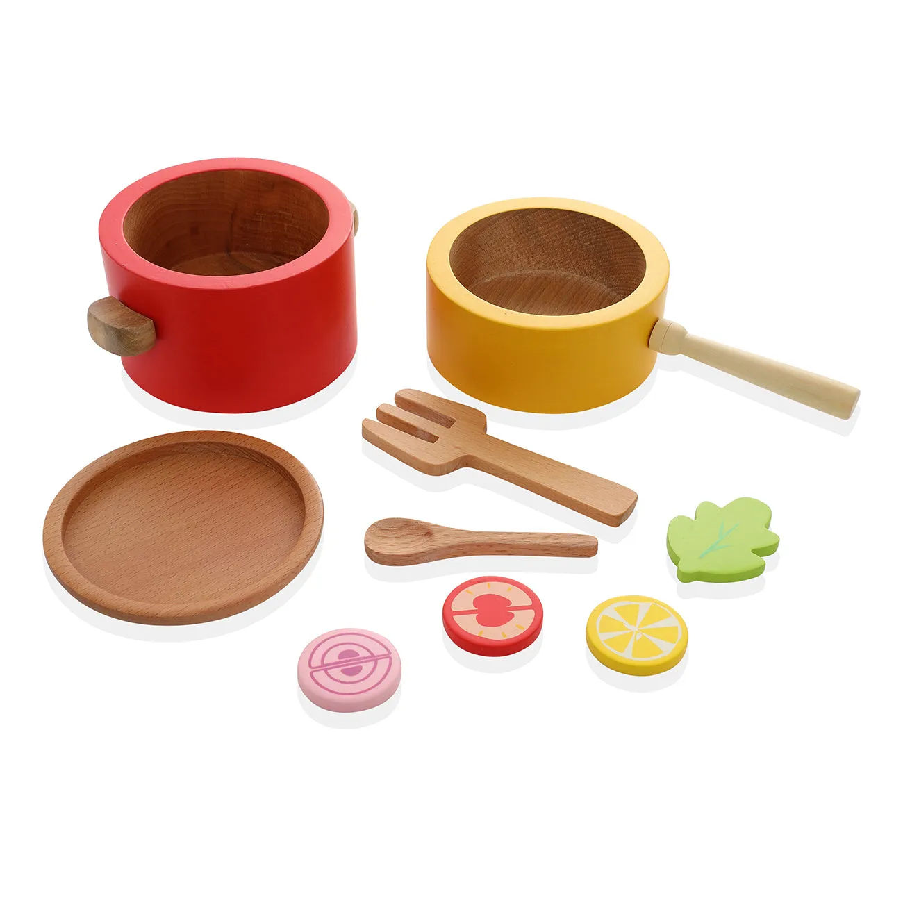 Nesta Toys - Kitchen Play Set | Beech Wood Cooking Set (9 Pcs)
