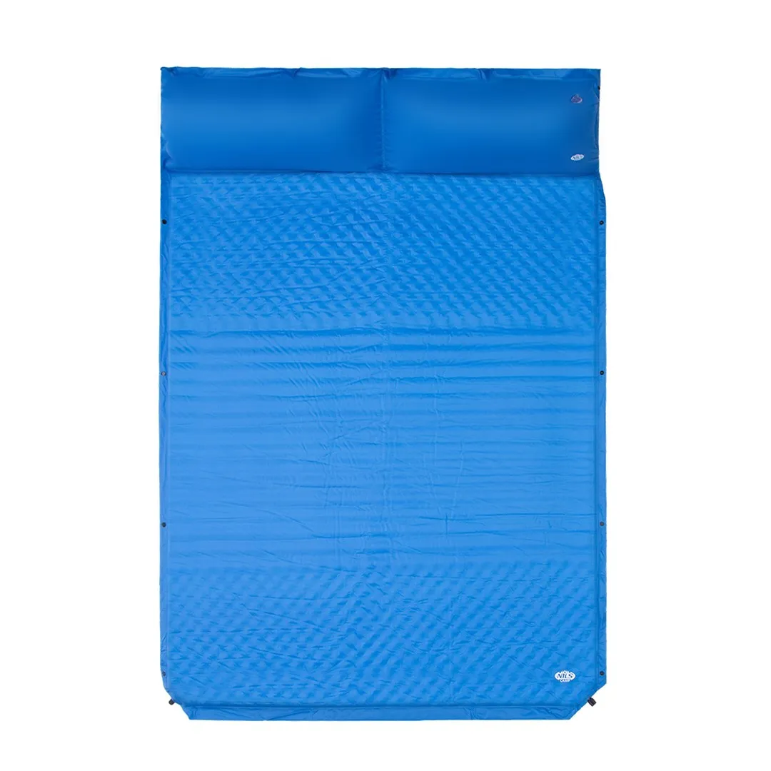Nils Camp Nc4060 Two-Person Self-Inflating Mat With Cushion Blue