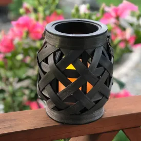 Oriental Woven Bamboo look LED Lantern