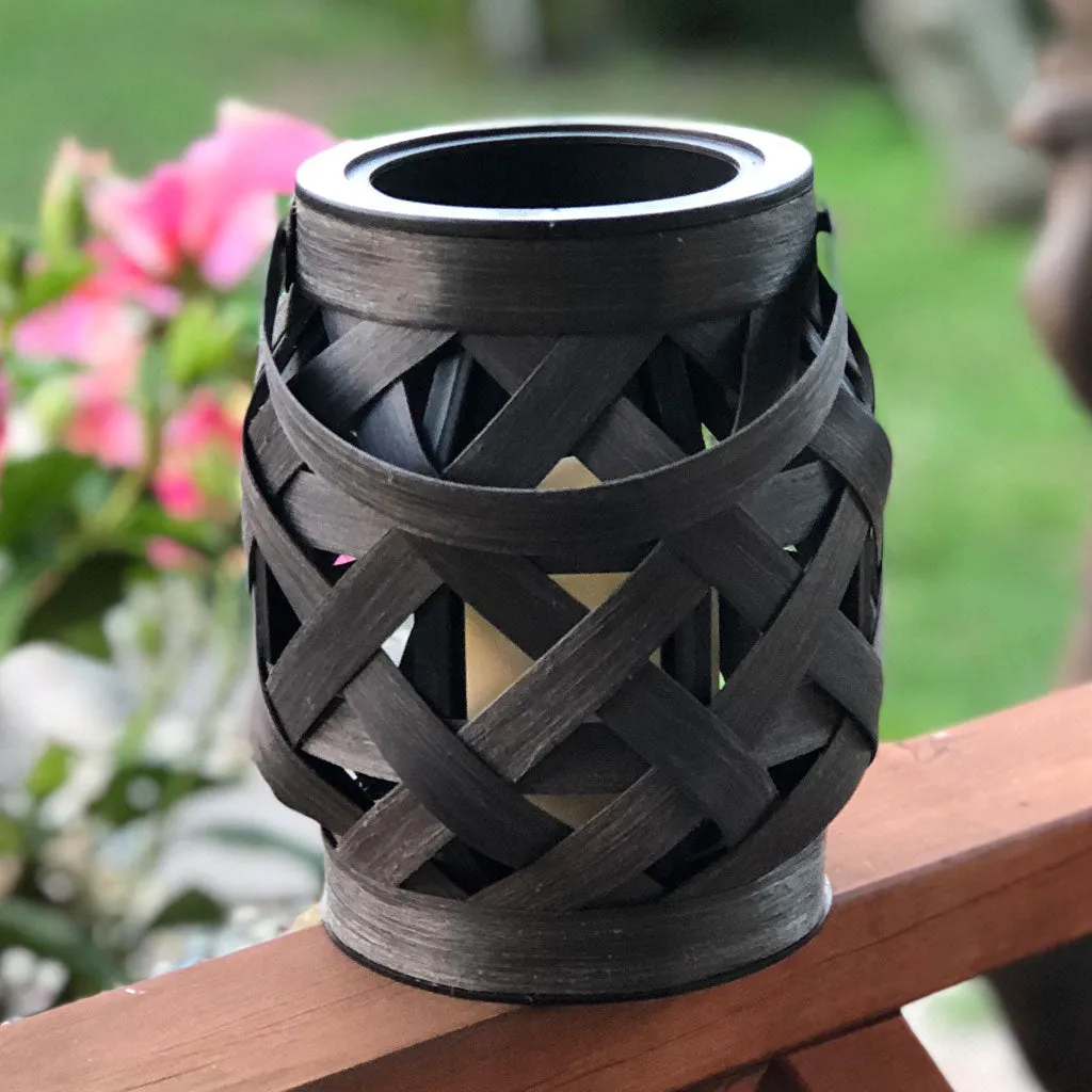 Oriental Woven Bamboo look LED Lantern