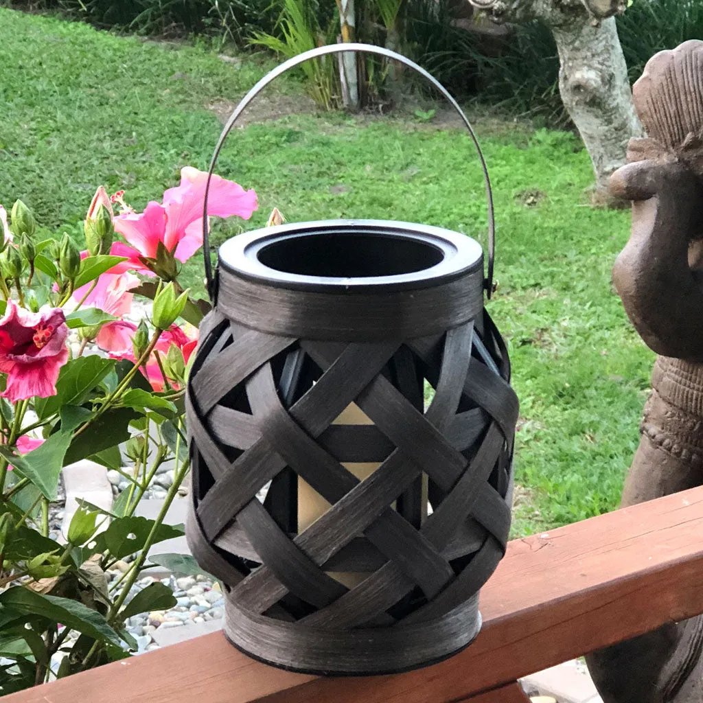 Oriental Woven Bamboo look LED Lantern