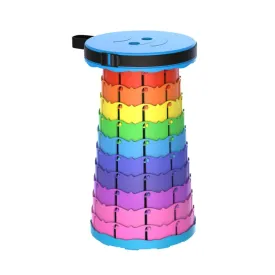 Outdoor Folding Telescopic Stool Portable Fishing Chair(Rainbow)