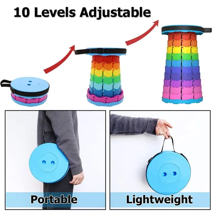 Outdoor Folding Telescopic Stool Portable Fishing Chair(Rainbow)