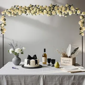 Over The Table Rod Stand with Clamps, Adjustable 46"-100'' Length 29"-55" Height Table Balloon Arch Stand for Wedding Birthday Festival Celebration Decoration, Metal Decorating Rod Hanging, Black