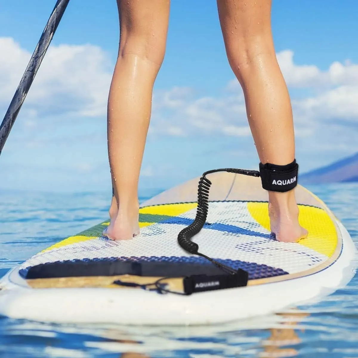 Premium Coiled Surfboard Leash, 8/10 feet SUP Leash Leg Rope, Stand Up Paddle Board Leash for All Types of Surfboards