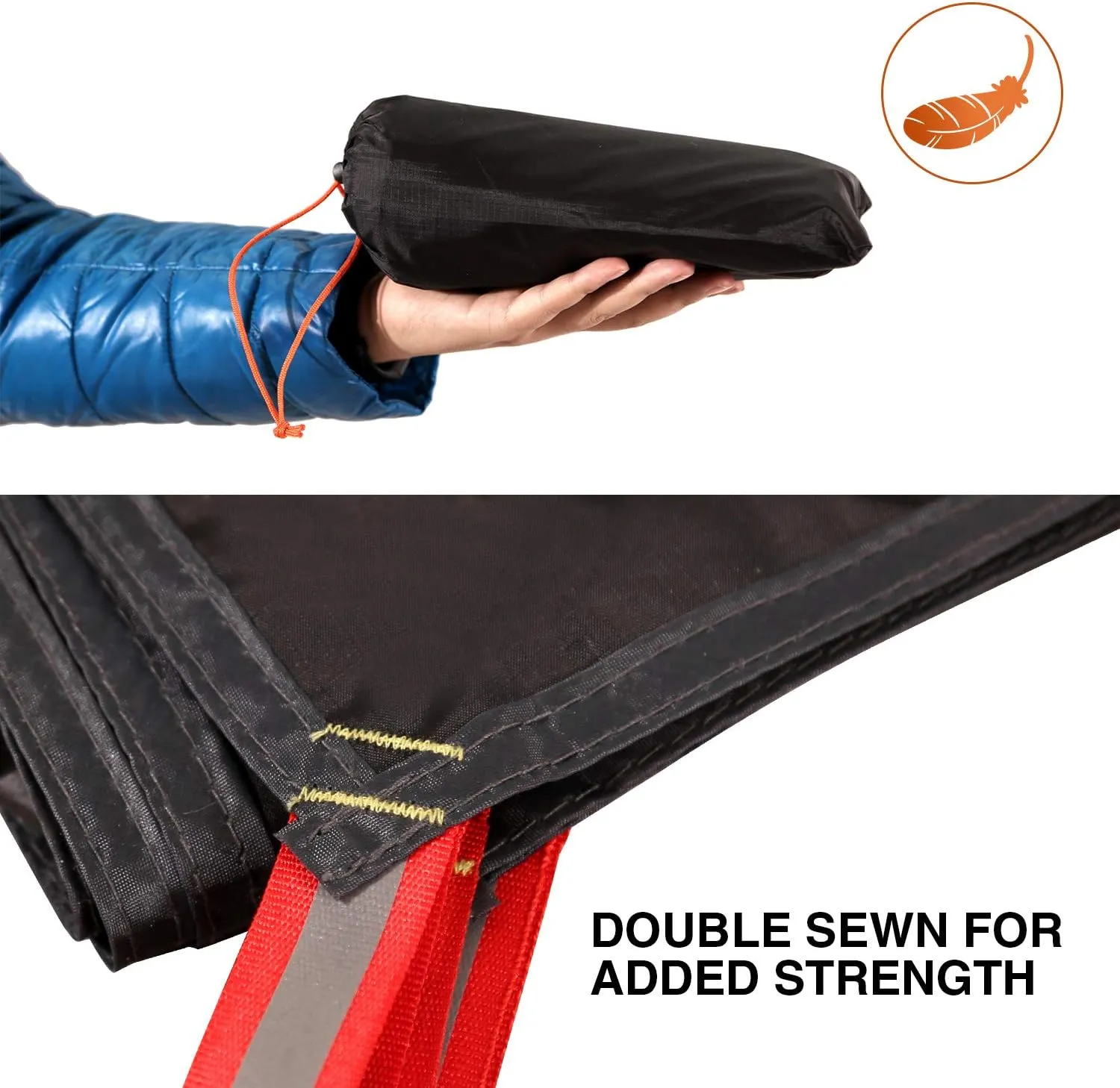 REDCAMP Ultralight Black Waterproof Tarp, 1.06 lbs, Camping Tarp with Carry Bag