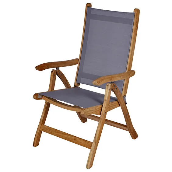 Royal Teak Gala 64"-80"-96" Expansion Table With 6 Florida Sling Chairs