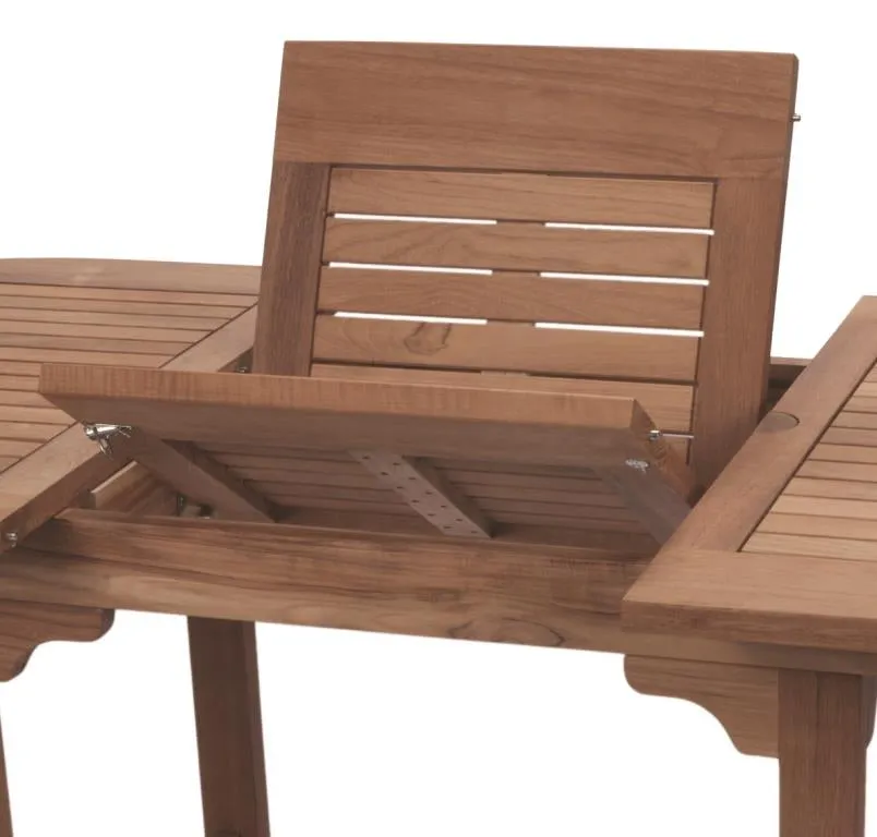 Royal Teak Gala 64"-80"-96" Expansion Table With 6 Florida Sling Chairs