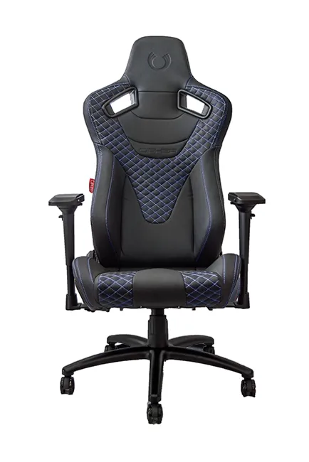 RS Racing Style Seat Black Leatherette Carbon Fiber with Blue Diamond Stitching Premium Office/Gaming Chair