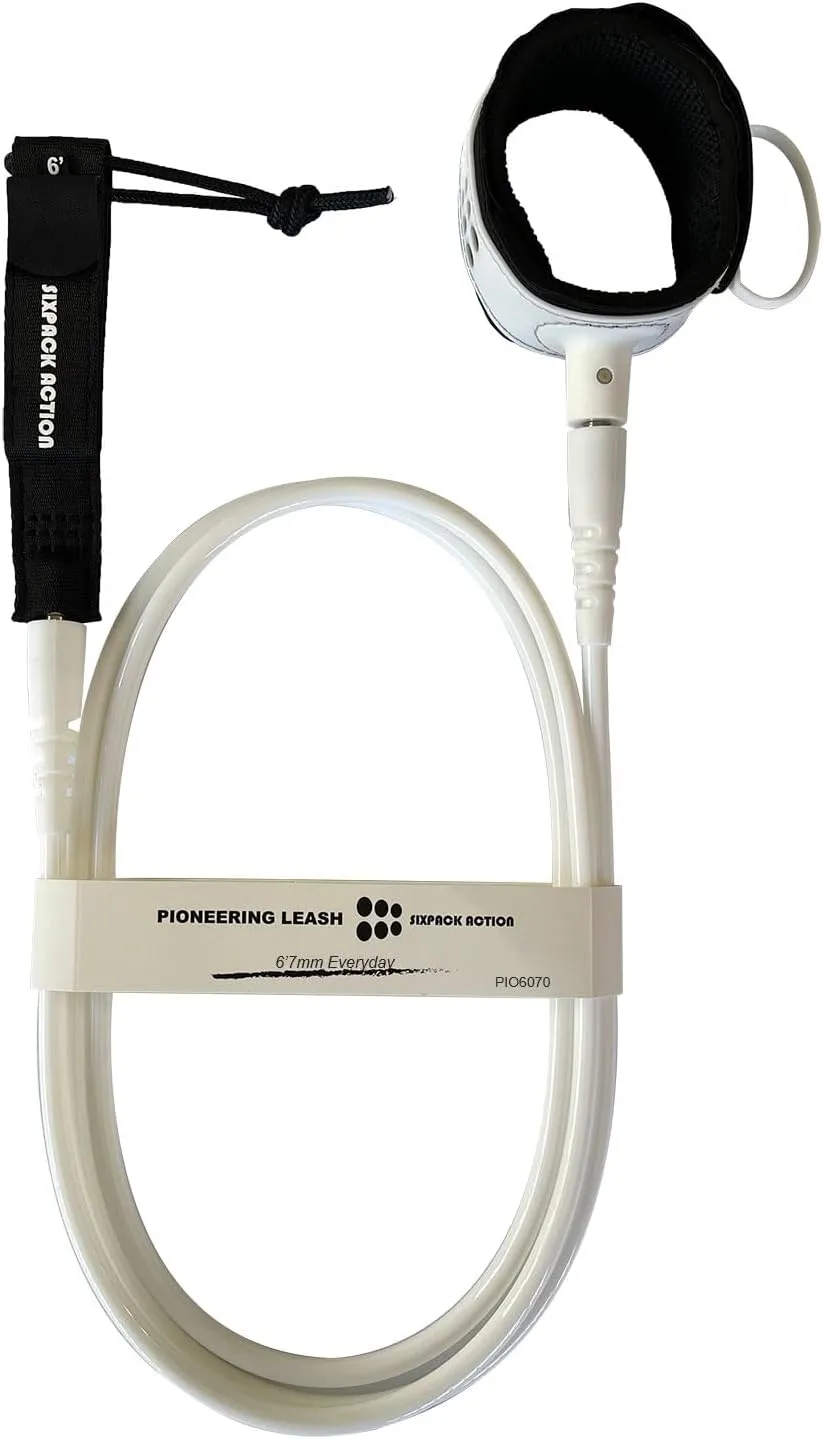 SIXPACK ACTION Pioneering 5ft/6ft/7ft/8ft/9ft Comp Pro Surf Leash, Surfboard Leash with 360-Degree Integral Molding Cuff Providing Maximum Durability, Flexibility and Comfort