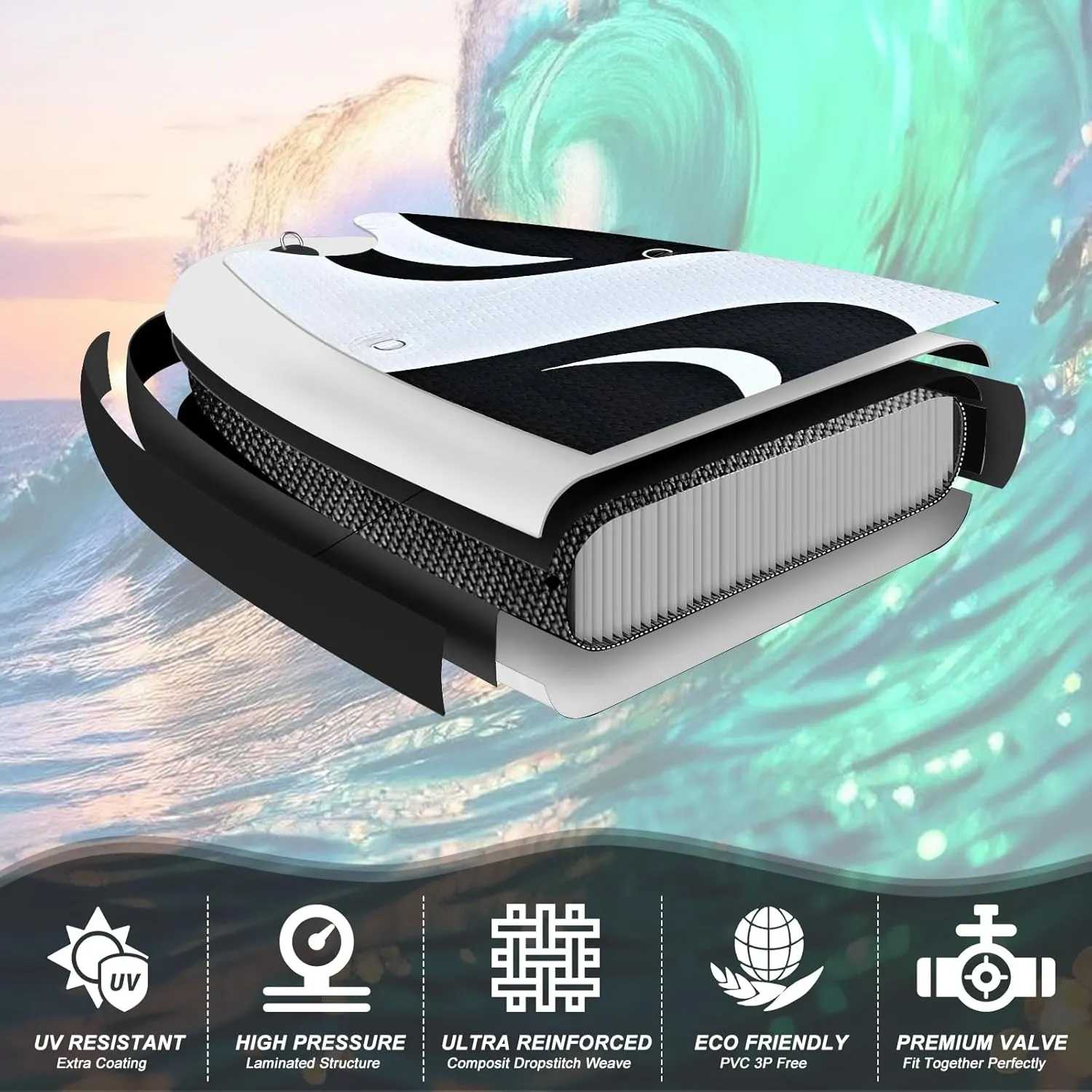 SUDOO 10FT Ultra-Light Inflatable SUP | 10'30'' Compact Design | Non-Slip EVA Deck | Stable for Youth & Adults | Full SUP Accessories Set (Paddle, Leash, Pump)