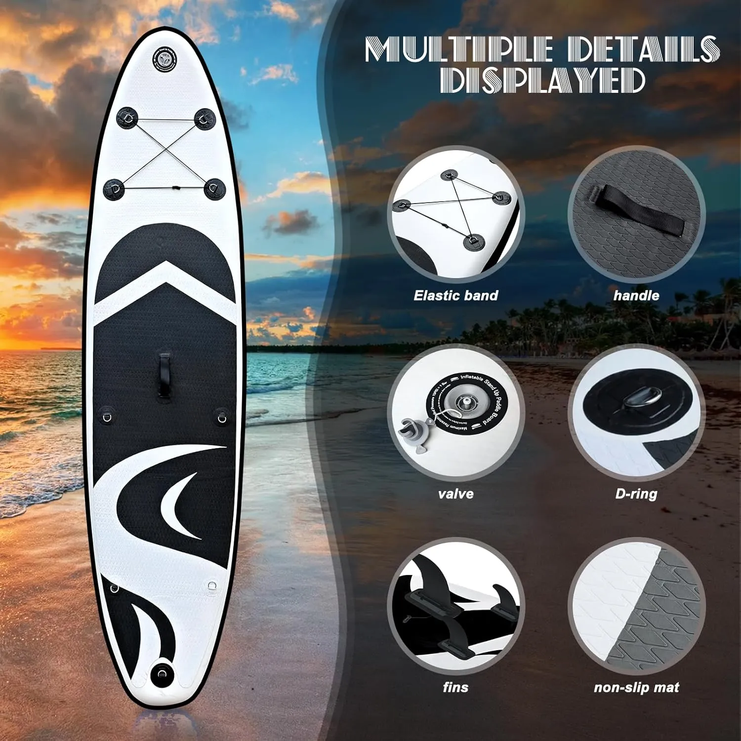 SUDOO 10FT Ultra-Light Inflatable SUP | 10'30'' Compact Design | Non-Slip EVA Deck | Stable for Youth & Adults | Full SUP Accessories Set (Paddle, Leash, Pump)