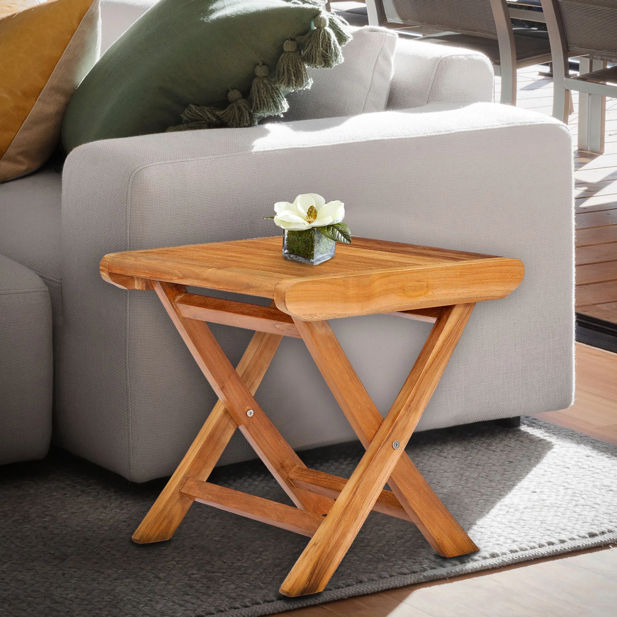 Teak Wood Miami Footstool / Side Table