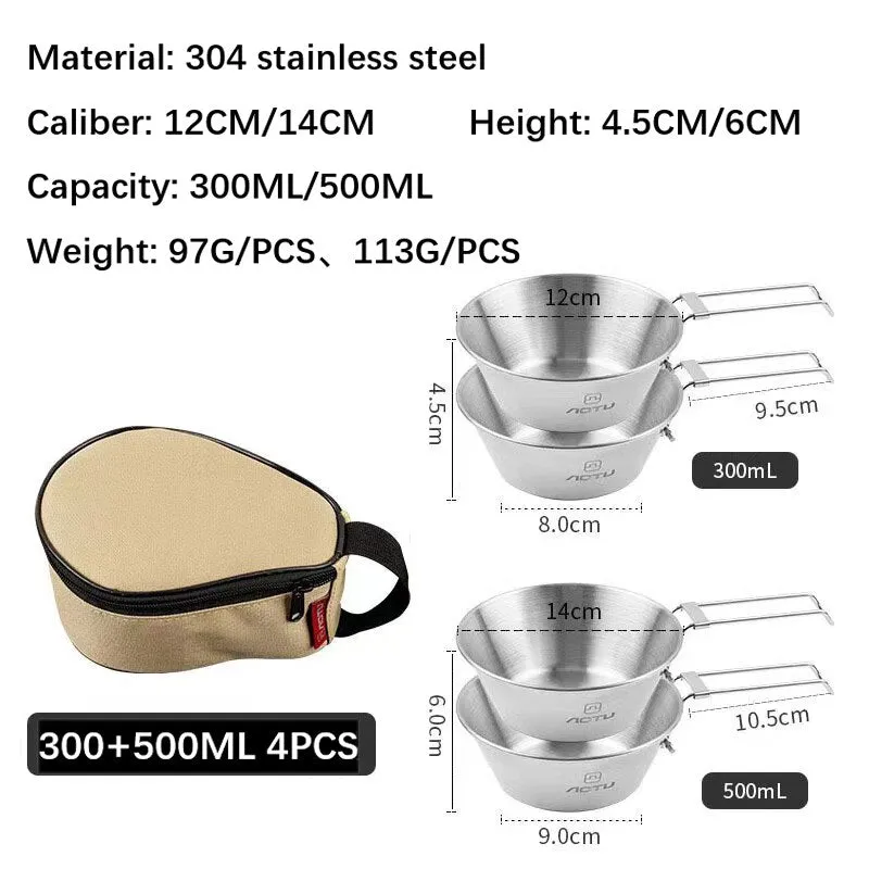 Travel Stainless Steel Cups Set