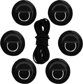 VICASKY 1Set Inflatable Paddle Board D Rings Bungee Rope Kit D Ring Pads with Bungee Cord for Kayaks Canoes Surfboards and Rafts Durable Easy to Install